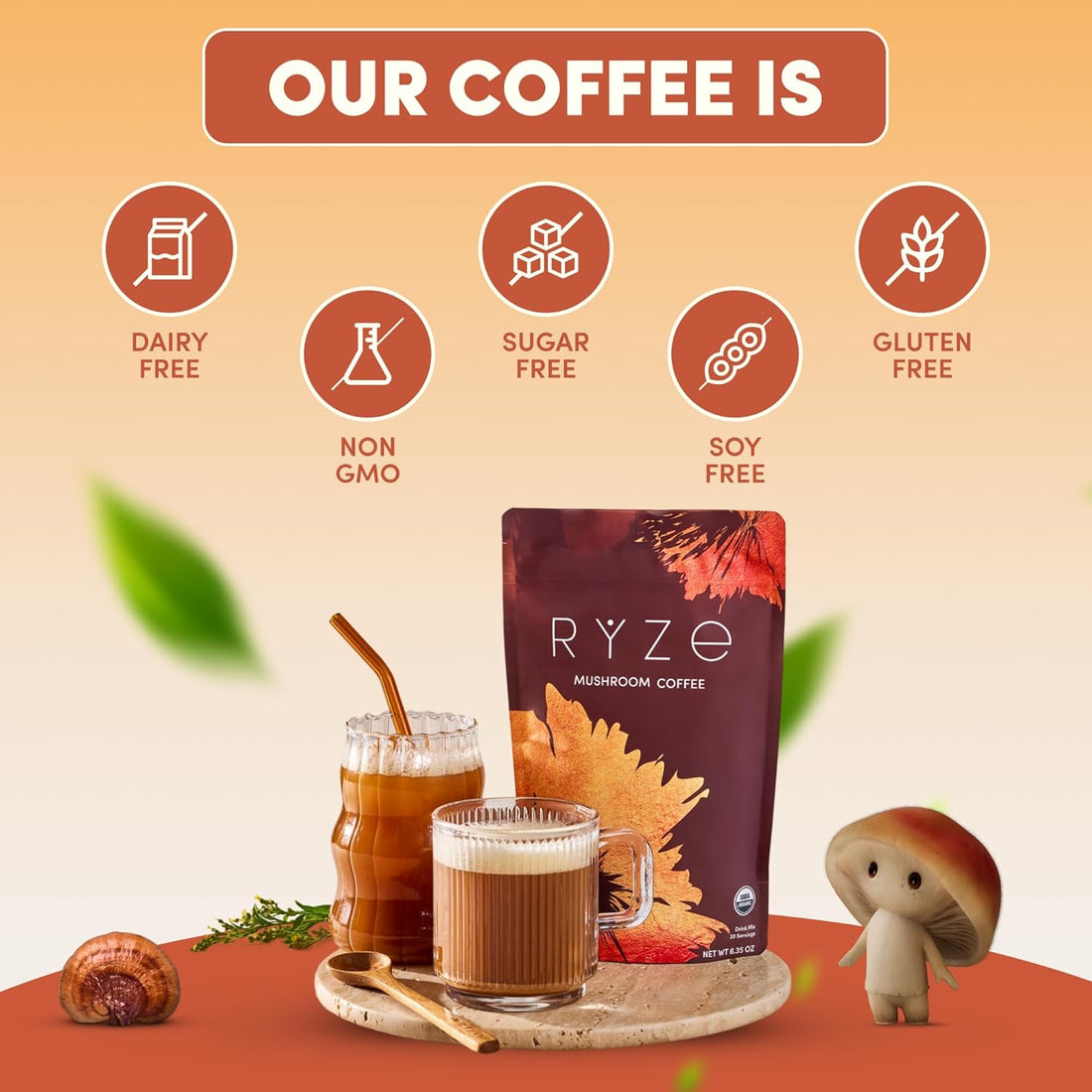 RYZE Mushroom Coffee – Pack of 3 | Triple Bundle of Organic Mushroom Coffee for Natural Focus, Energy & Immunity