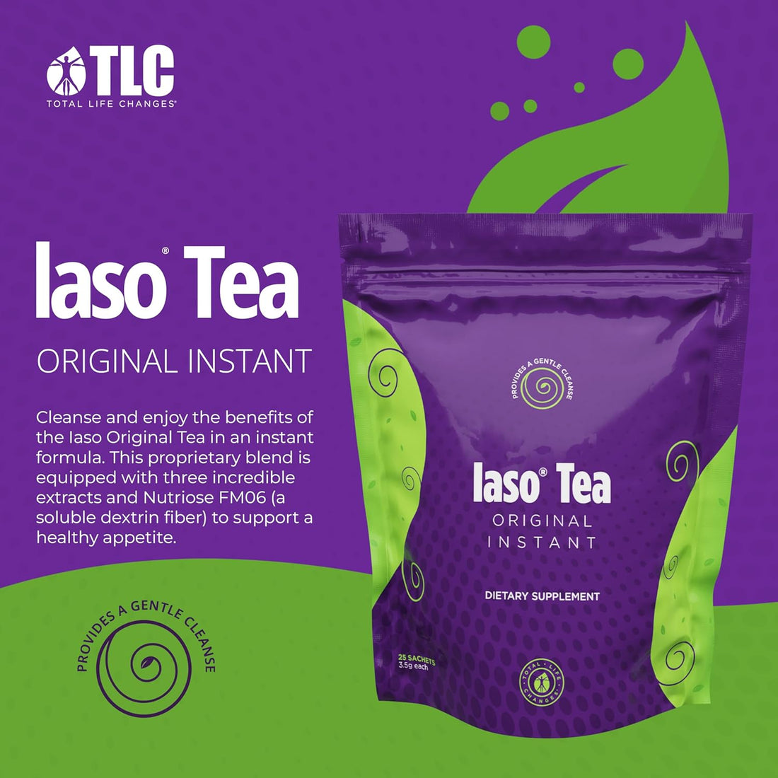 IASO Instant Detox Tea Triple Pack Gentle Cleanse Bloating Relief & Digestive Support 25 Sachets Each (Pack of 3)