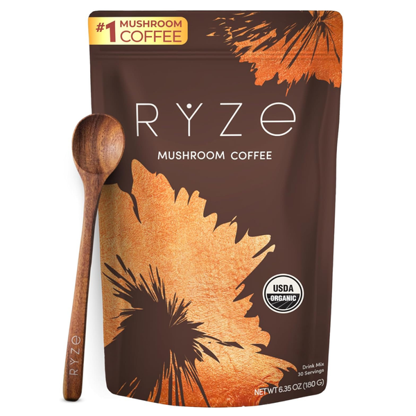 RYZE Mushroom Coffee – Premium Organic Mushroom Coffee Blend with Adaptogens for Focus, Energy & Immunity