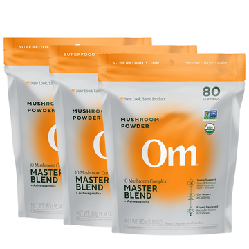 OM Mushroom Master Blend Mushroom Powder + Ashwagandha 80 Servings (Pack of 3)
