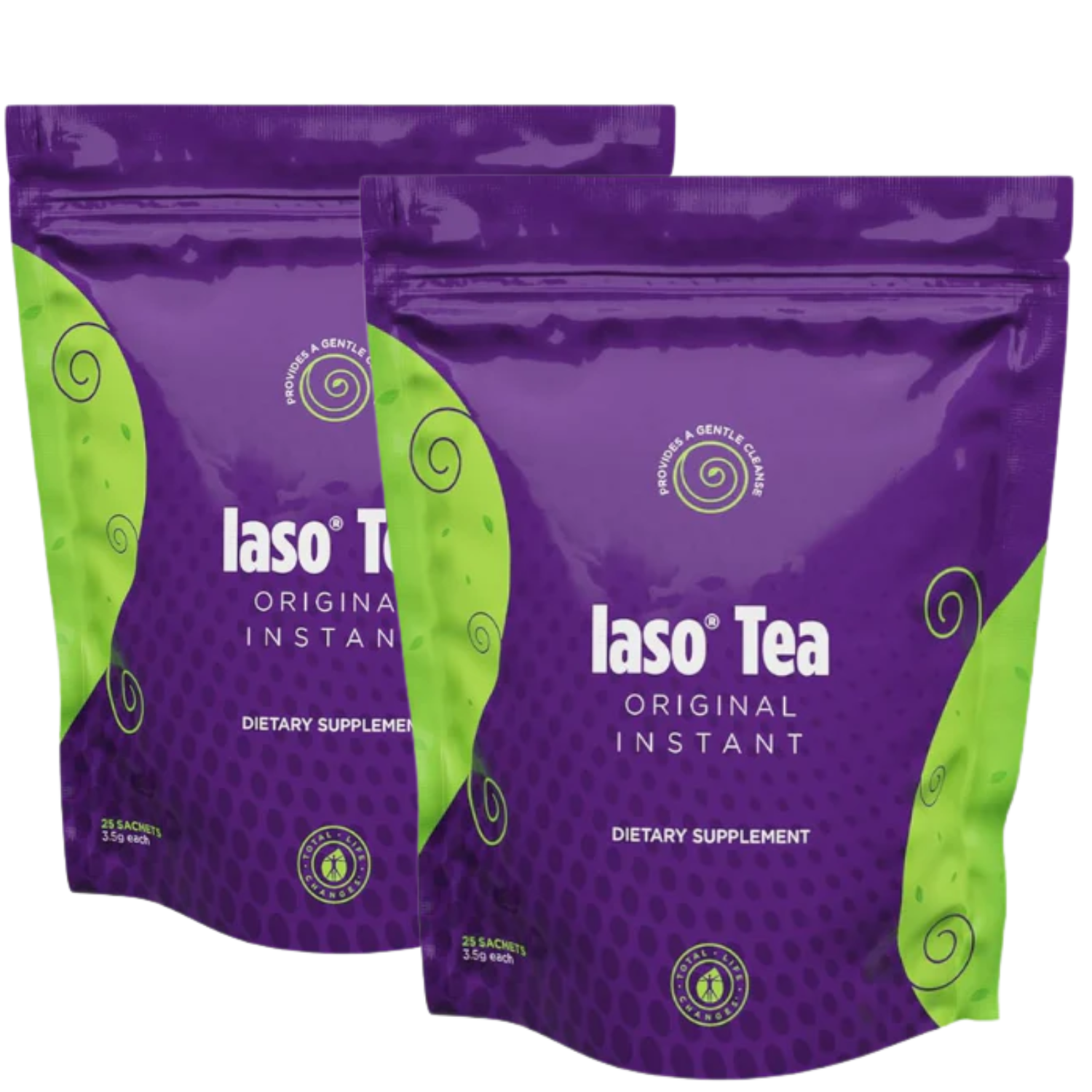 IASO Instant Detox Tea Duo Digestive Cleanse Bloating Relief & Gut Wellness 25 Sachets Each (Pack of 2)