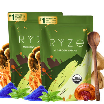 RYZE Superfoods Mushroom Matcha Organic Energy & Focus Drink Mix (Pack of 2) 30 Servings